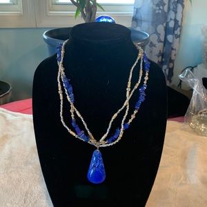 Navy and silver beaded necklace